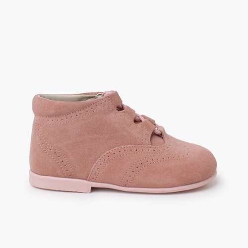 Bota Estilo Inglês Camurça Rosa