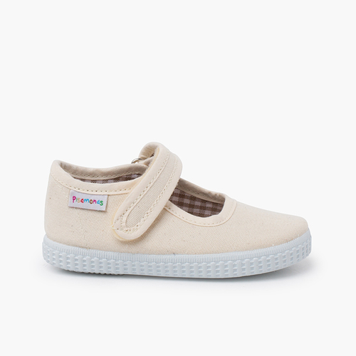 Sapatos Merceditas Menina tiras aderentes   Sola tipo Ténis Cru