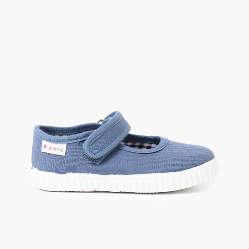 Sapatos Merceditas Menina tiras aderentes   Sola tipo Ténis Azul Jeans
