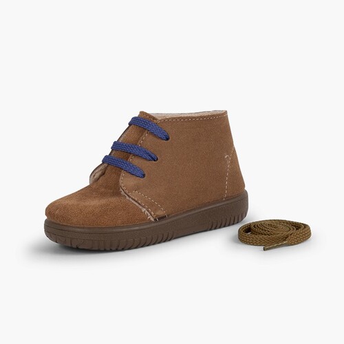 Botas Camurça Crianças Atacadores Intercambiáveis Taupe