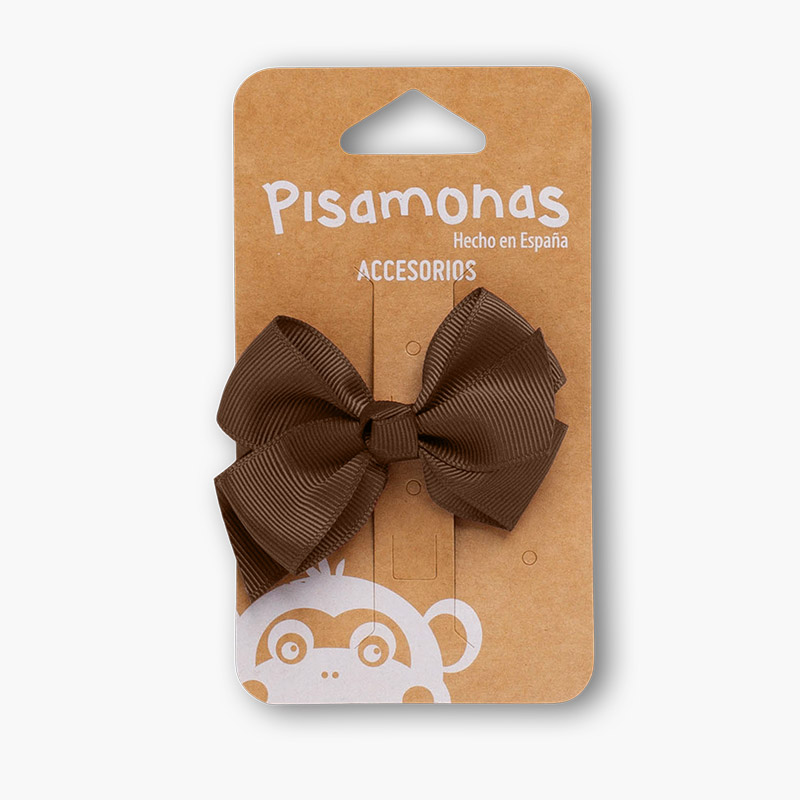 Gancho de Cabelo Meninas Laço Médio Castanho