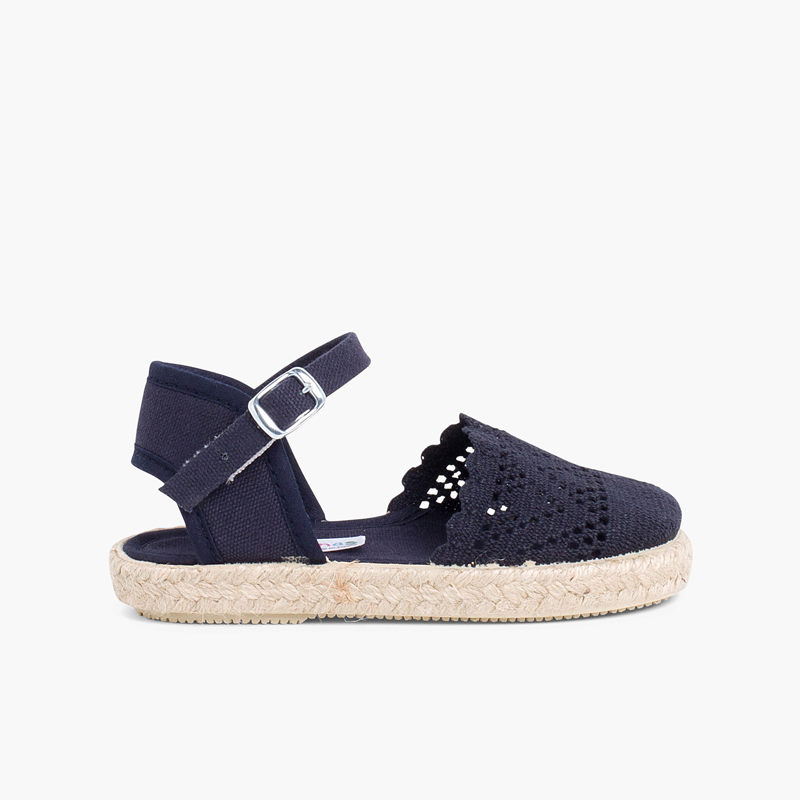 Alpargata Croché para Meninas com Fivela Azul Marinho