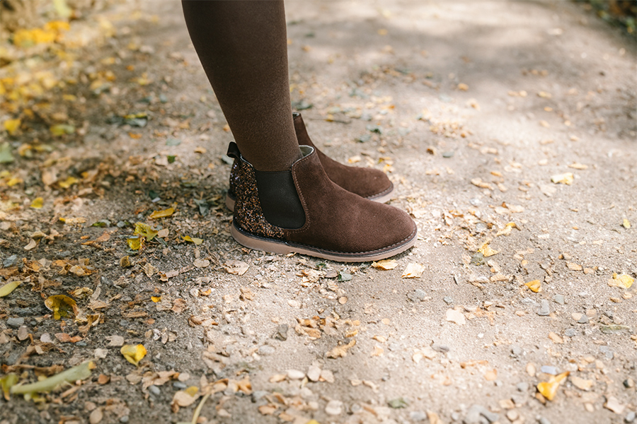 Botins Menina Camurça com traseira glitter