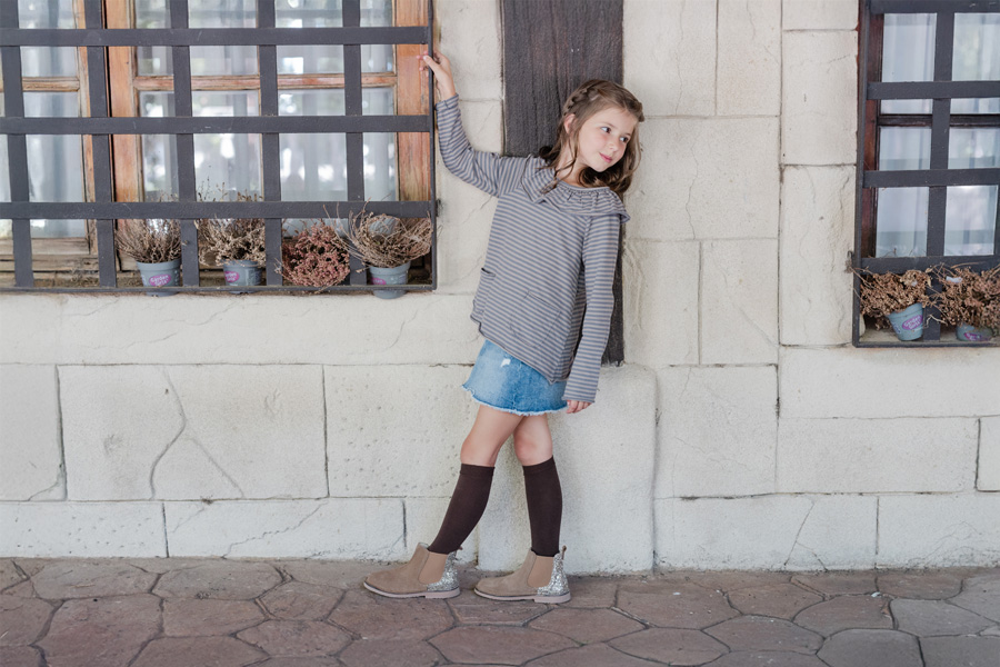 Botins Menina Camurça com traseira glitter