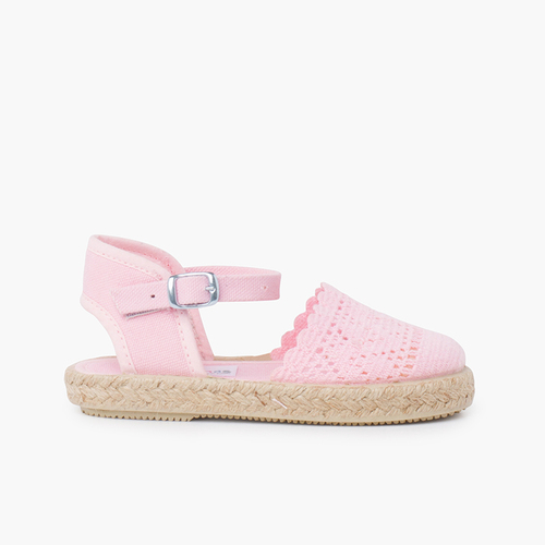 Alpargata Croché para Meninas com Fivela Rosa