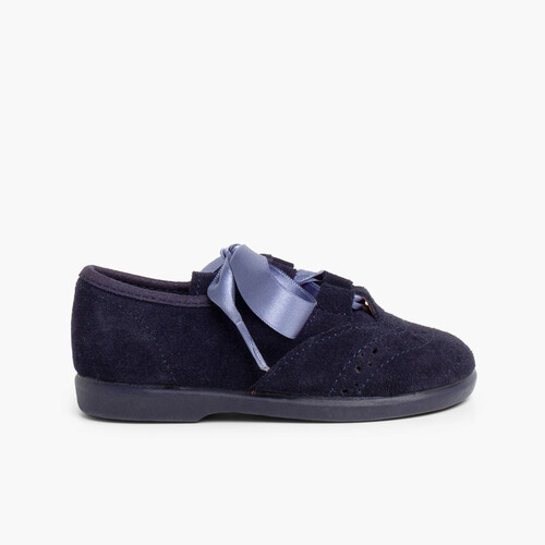 Sapatos estilo Inglês Crianças de Camurça Azul Marinho