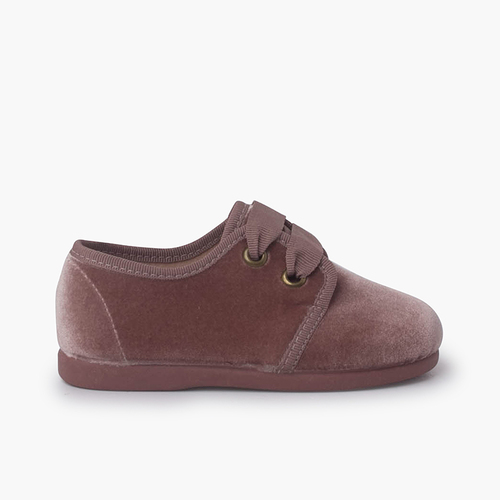 Sapatos de Veludo Atacadores Gorgorão Maquilhagem