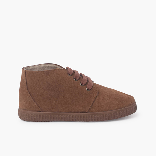 Botas de Pelo Interior com Atacadores Camelo
