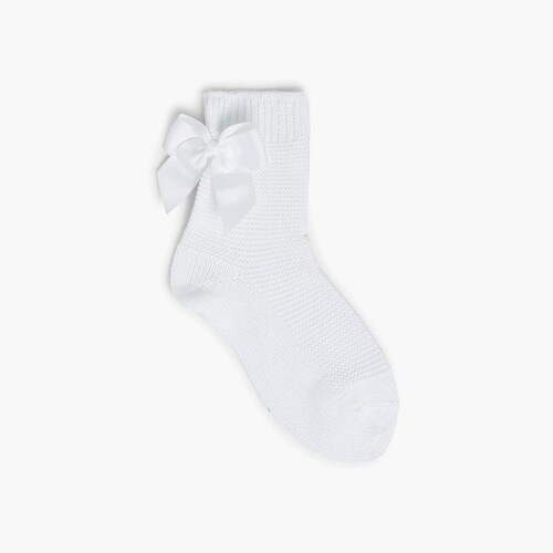 Meias Curtas Cóndor Ponto Liso com Laço Branco