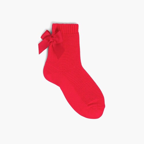 Meias Curtas Cóndor Ponto Liso com Laço Vermelho