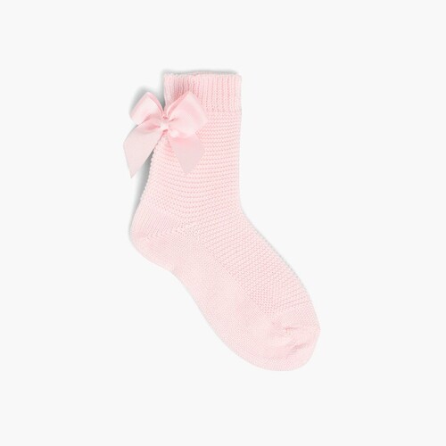 Meias Curtas Cóndor Ponto Liso com Laço Rosa