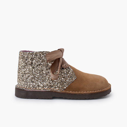 Botas Safari Glitter Menina Taupe