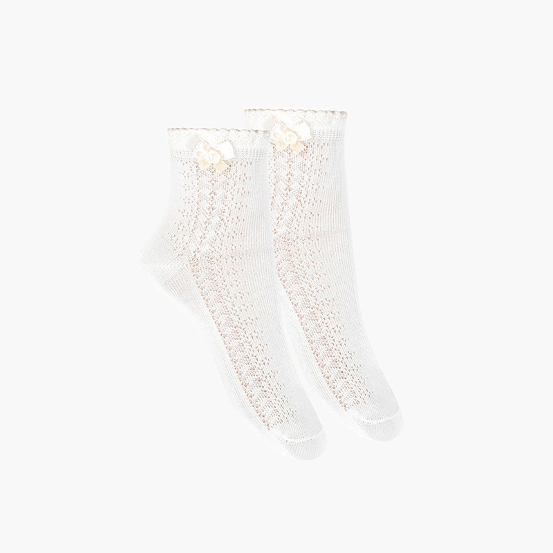 Meias de Festa Croché com Laço Branco