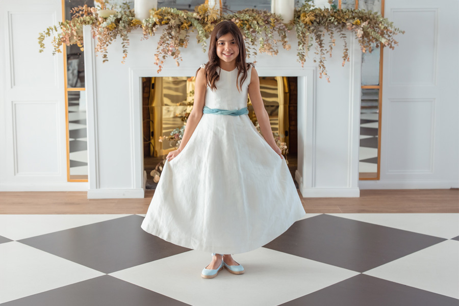 Sabrina Menina Linho Fita e Juta