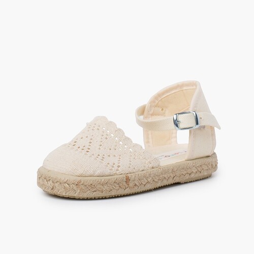 Alpargata Croché para Meninas com Fivela Cru
