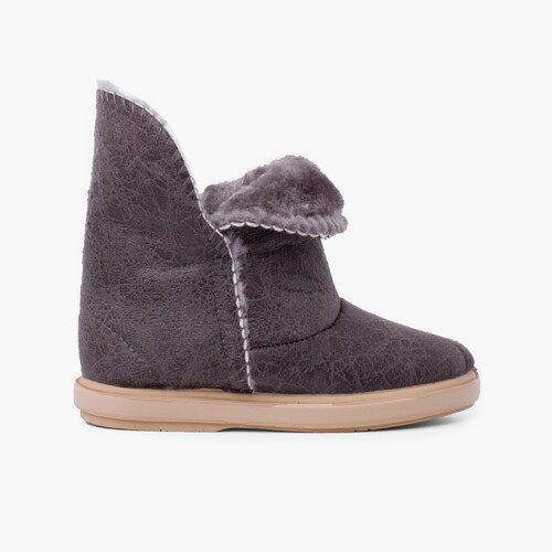 Botas Menina Estilo Australianas Abertura Lateral Cinzento