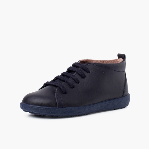 Sapatos Pele tipo Botins de Atacadores Azul Marinho