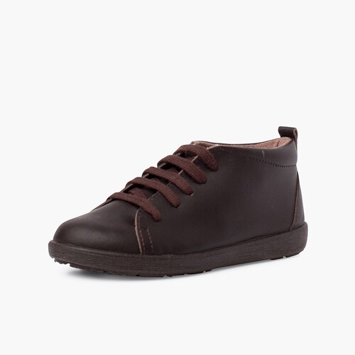 Sapatos Pele tipo Botins de Atacadores Castanho