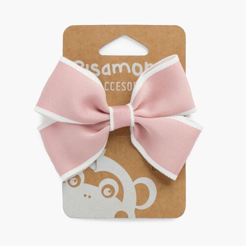 Gancho Pinça Laço Debruado Branco Rosa França