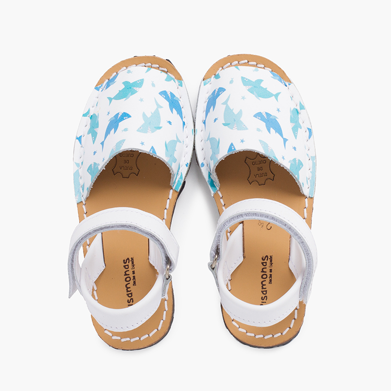 Menorquinas estampadas crianças tira aderente Tubarões