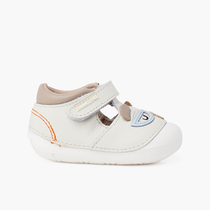 Sandálias sola flexível primeiros passos ursinho Céu azul