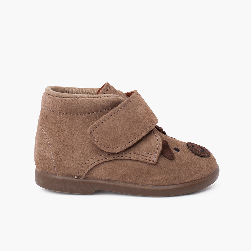 Botas camurça cachorro fecho aderente Taupe