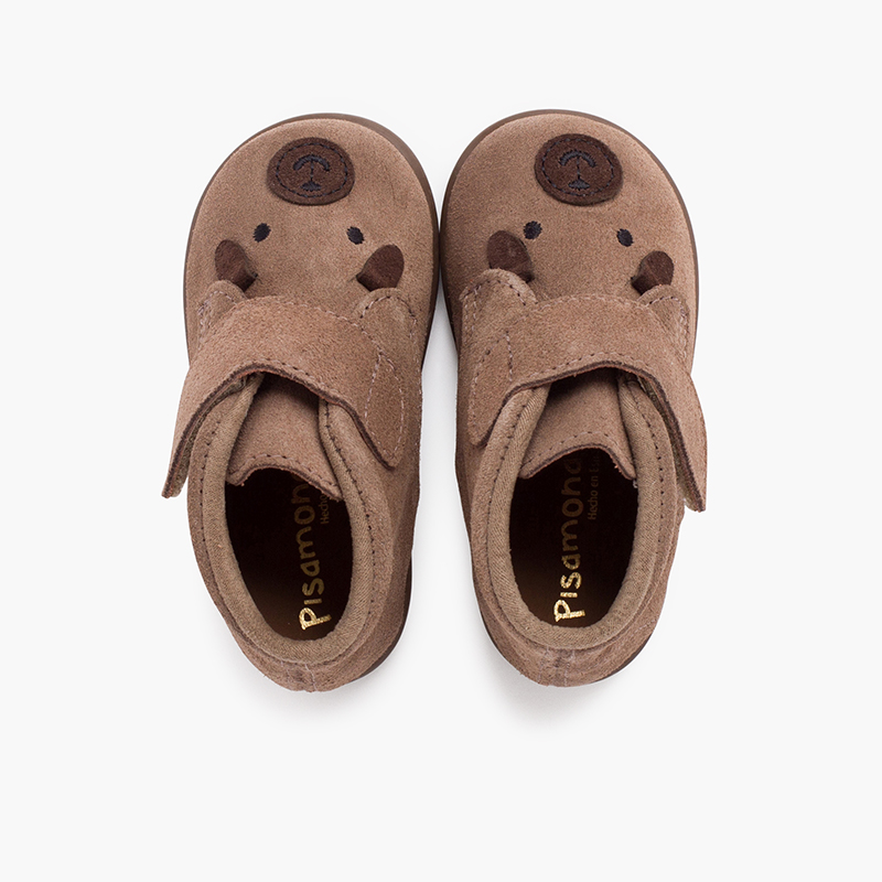 Botas camurça cachorro fecho aderente Taupe