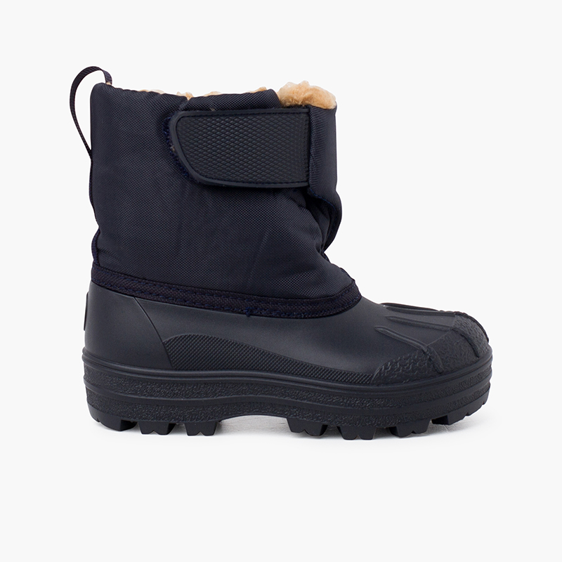Botas de neve forro felpudo fecho aderente Azul Marinho