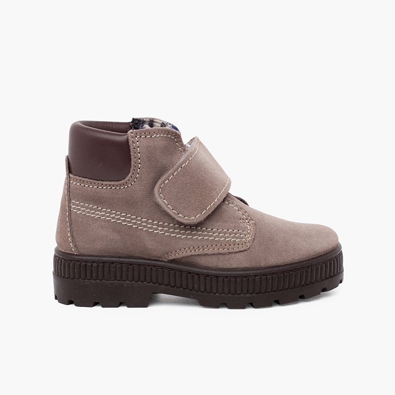 Botas sola track fecho aderente pespontos Cinzento