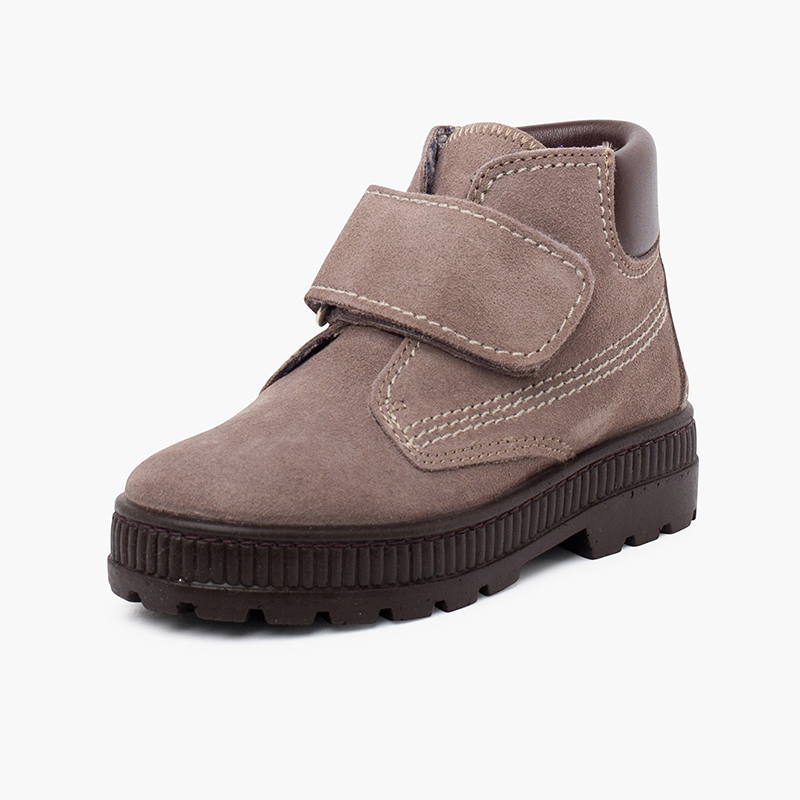 Botas sola track fecho aderente pespontos Cinzento