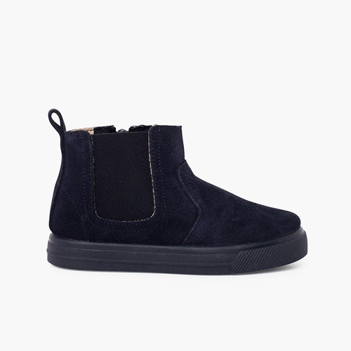 Botas sola grossa fecho-éclair e elástico crianças Azul Marinho