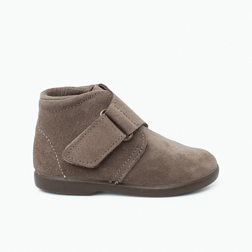 Bota camurça tira cruzada aderente Taupe