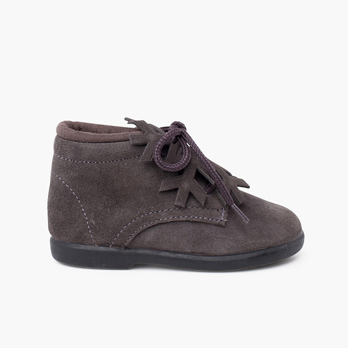 Botas camurça atacadores adorno floco Cinzento
