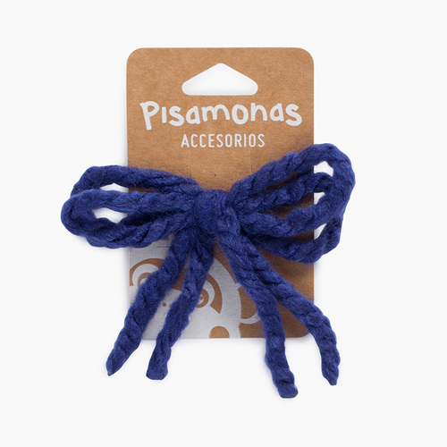 Elástico de cabelo cordões de lã para menina Azul Marinho