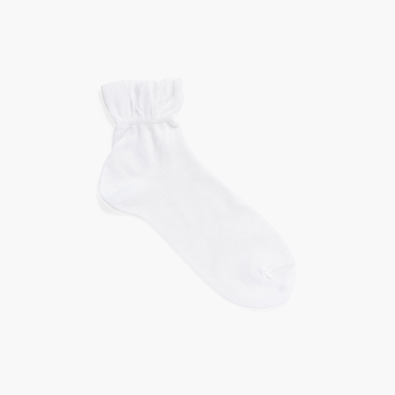 Meias tornozelo cerimónia punho de tule Branco