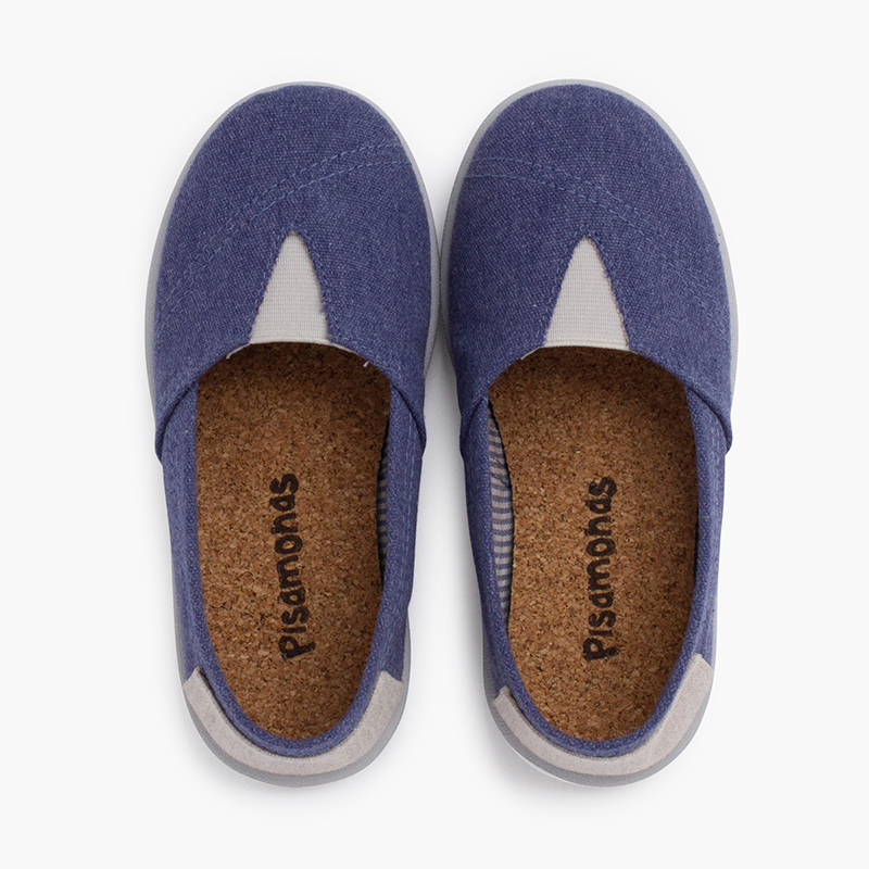 Sapatilhas lona elástico detalhe calcanhar Azul Jeans
