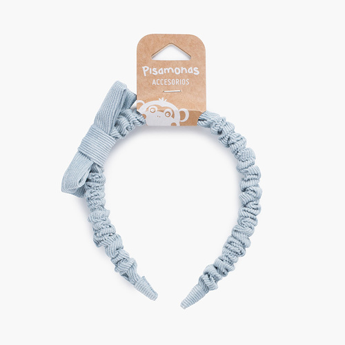 Bandolete scrunchie laço micro bombazine glitter Céu azul