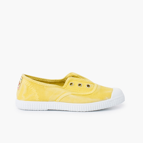 Sapatilhas lona efeito desgastado sem atacadores Amarelo Banana