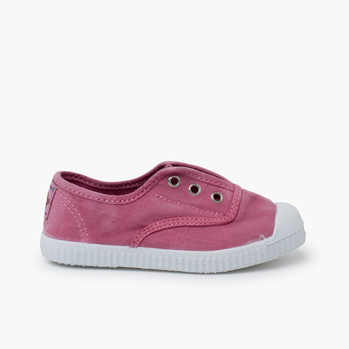 Sapatilhas lona efeito desgastado sem atacadores Rosa Blossom