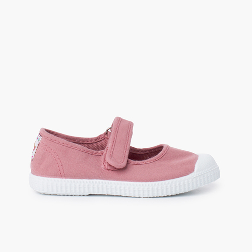 Merceditas biqueira borracha fecho aderente Rosa