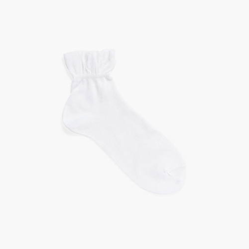 Meias tornozelo cerimónia punho de tule Branco