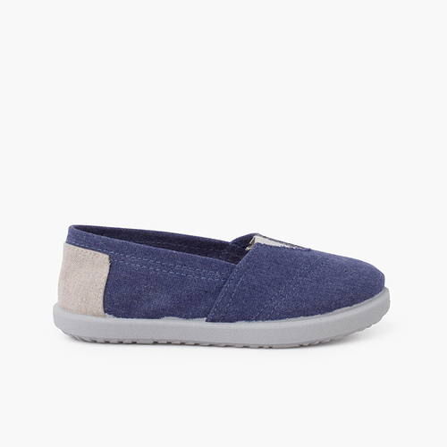 Sapatilhas lona elástico detalhe calcanhar Azul Jeans