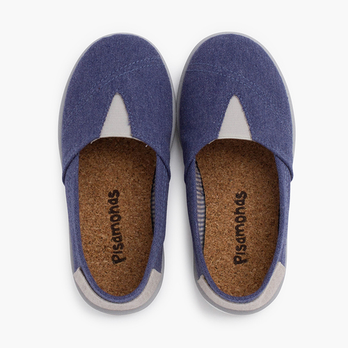 Sapatilhas lona elástico detalhe calcanhar Azul Jeans