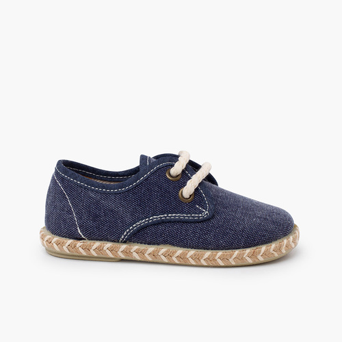 Blucher criança lona sola juta bicolor Azul Marinho