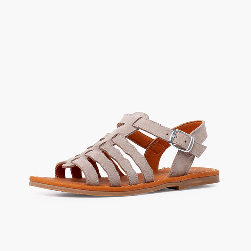 Sandálias camurça tipo gladiador fivela Pérola