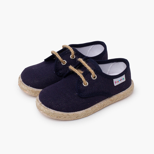 Bluchers linho atacadores e base juta Azul Marinho
