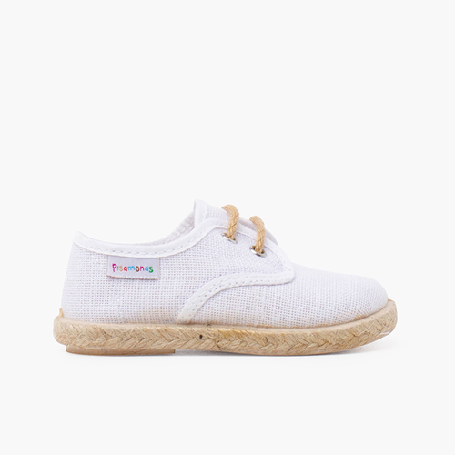 Bluchers linho atacadores e base juta Branco