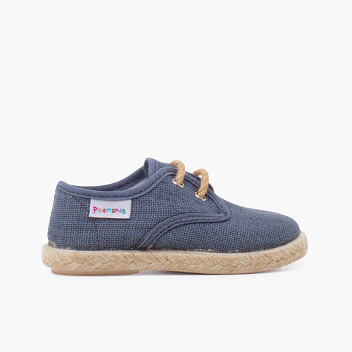 Bluchers linho atacadores e base juta Azul Chumbo
