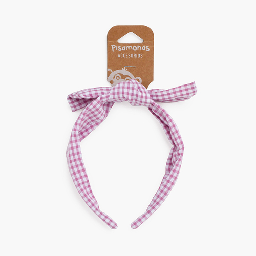 Bandolete turbante vichy laço Rosa