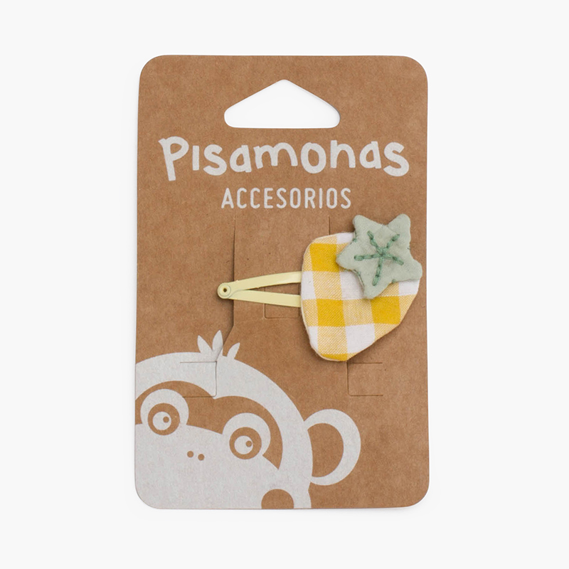 Gancho de cabelo morango vichy Amarelo